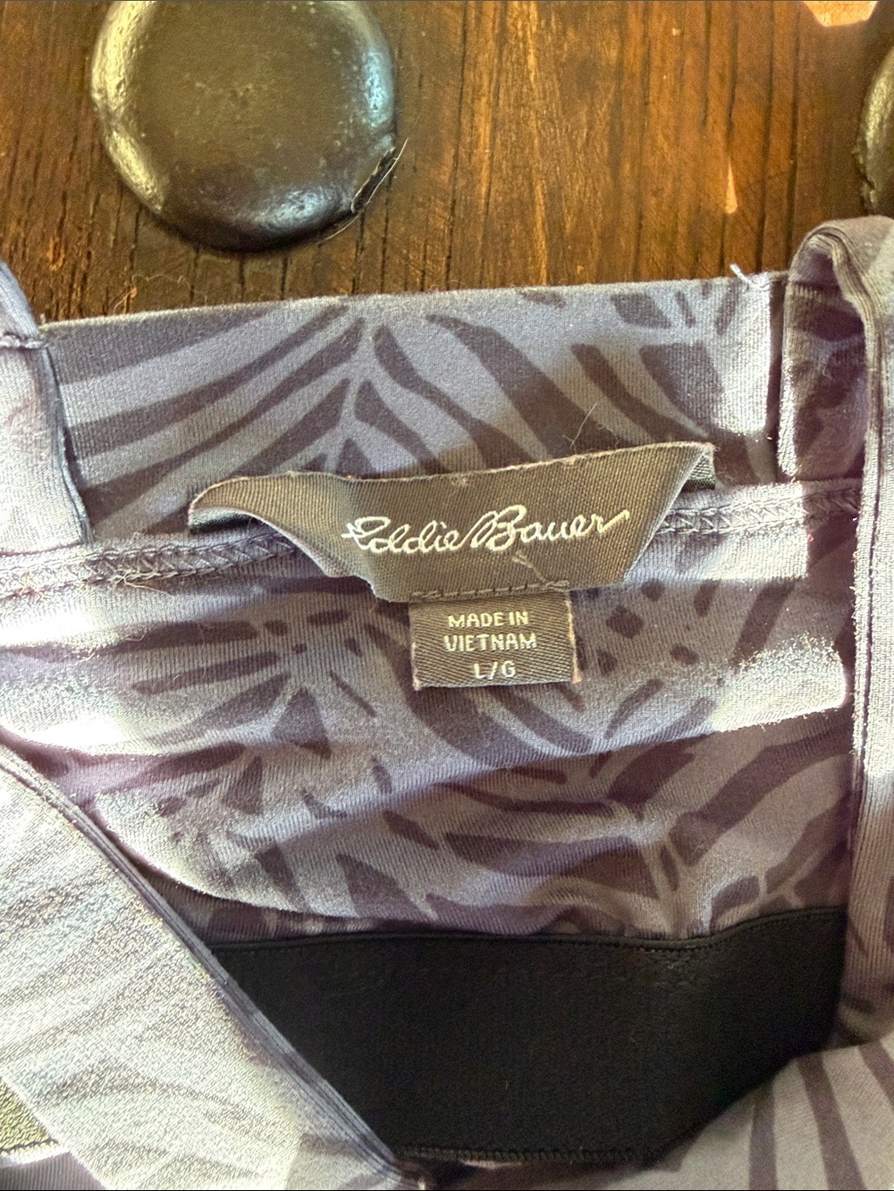 Eddie Bauer Purple Leaf-Print Sleeveless Top - Picture 2 of 4